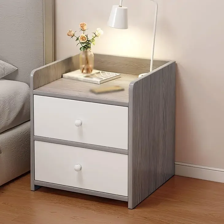 Beside Table Bedroom Nightstands Modern Nordic with Lock Drawer Storage