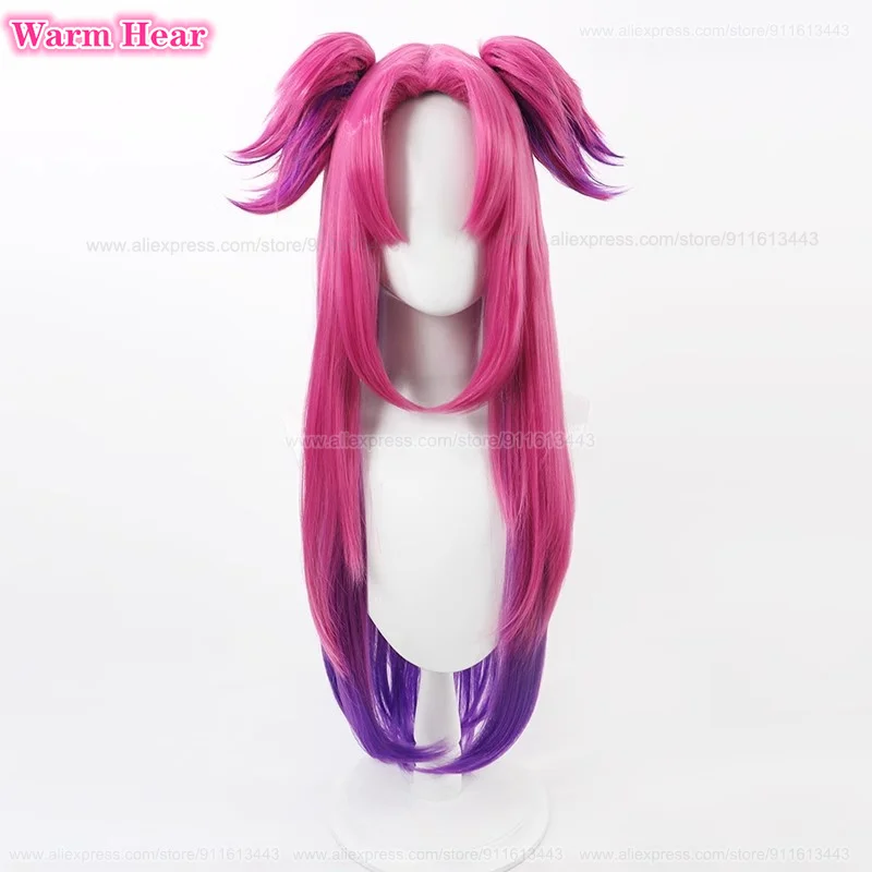 Game LOL Heartsteel Alune Synthetic Long 80cm Rose Red Gradient Cosplay Anime Wig Heat Resistant Hair Halloween Wigs + A Wig Cap