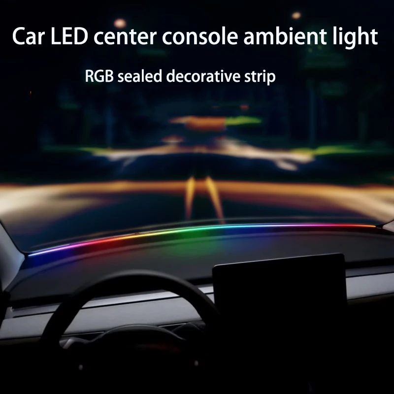 

Car lights on the car center console LED RGB decorative light Center console sealing strip Embracing ambient light