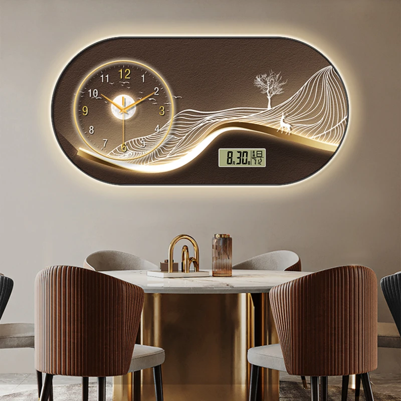 Modern minimalist living room wall clock high-end creative fashion clock restaurant bedroom wall-mounted electronic clock