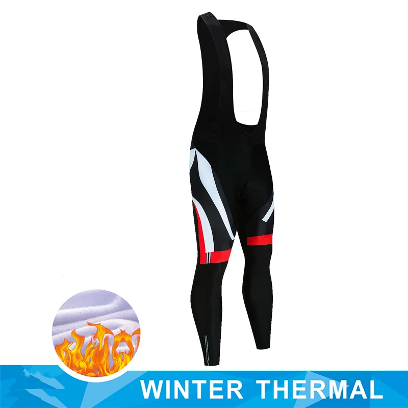 

Men Team Cycling Bib Trousers Winter Thermal Mountain Bike Pants Bicycle Tights Coolmax 19D Gel Pad Keep Warm Outdoor Bib Pants