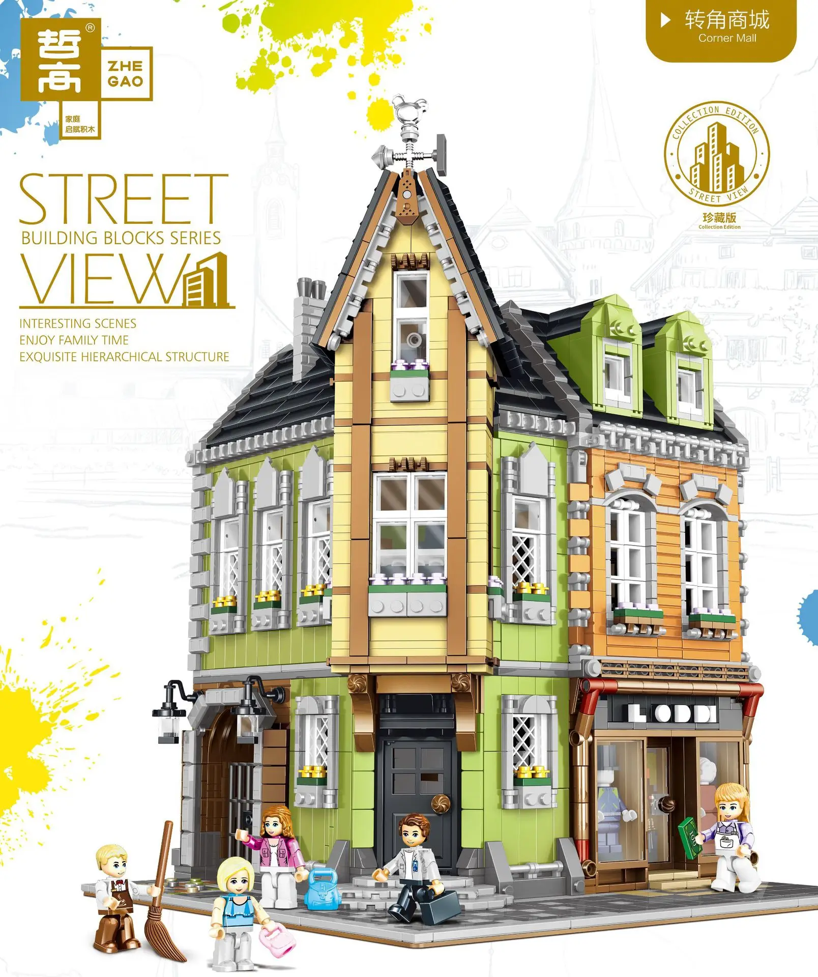 Ql0919 3473 stks Creatieve Moc Street View Architectuur Hoek Winkelcentrum Bouwstenen 5 Poppen Speelgoed