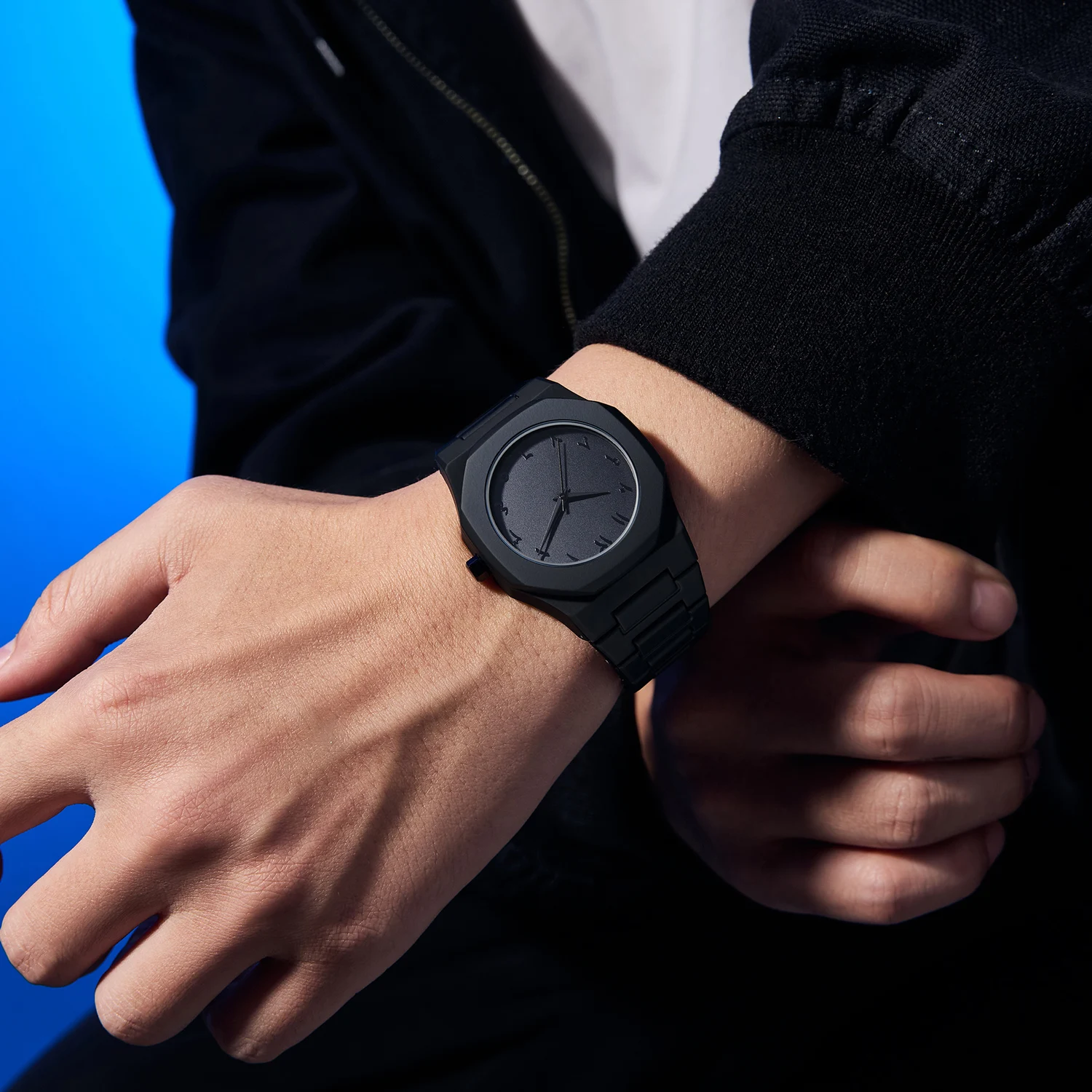 Explosions dopamine watch men's and women's black high-grade casual Joker waterproof student youth watch.