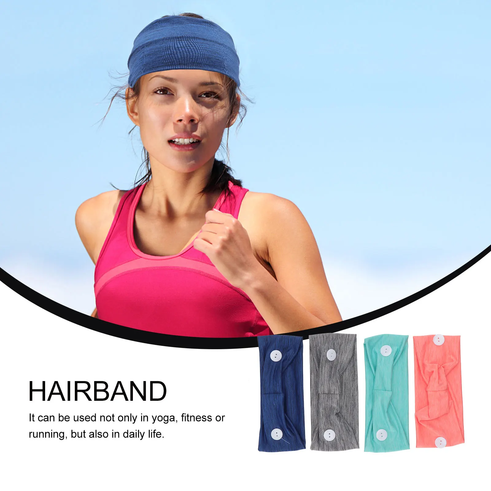 

4pcs Wide Headband For Women Girls Sport Sweat Absorbing Fitness Headbands Running Yoga Hair Band Turban Elastic Wrap