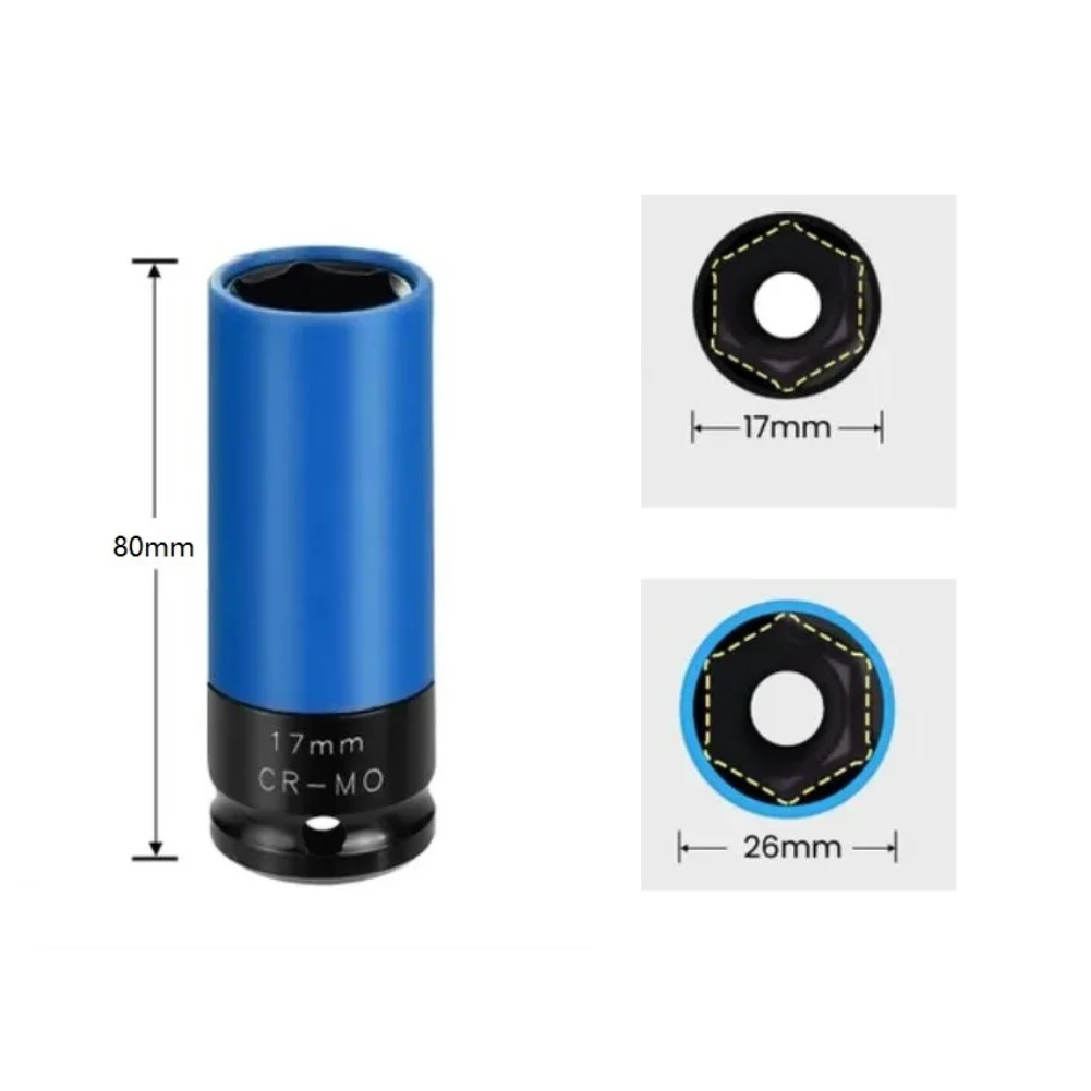 17/19/21mm Sechskant-Steckschlüssel für Druckluftschrauber, Reifenmontage, Radnabenschutz, 1/2 Zoll Schlagschutz-Steckschlüssel – Detail 8