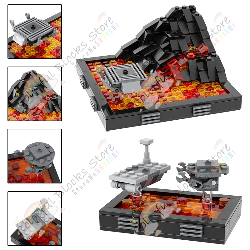 Serie interestelar MOC decoración bloques de construcción DIY Mustafar planeta figura de acción escena de batalla modelo ladrillos juguetes para niños