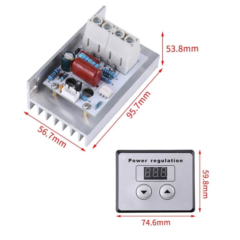 10000W SCR Digital Voltage Regulator Speed Control AC 220V Dimmer Electric Iron Oven Thermostat 80A with Heat Sink