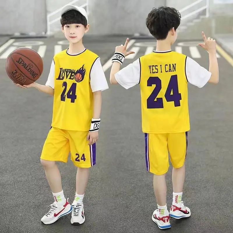 Boys' Basketball uniform sports suit James 23, Kobe 24, short sleeved shirt, children's and teenagers' quick drying two-piece