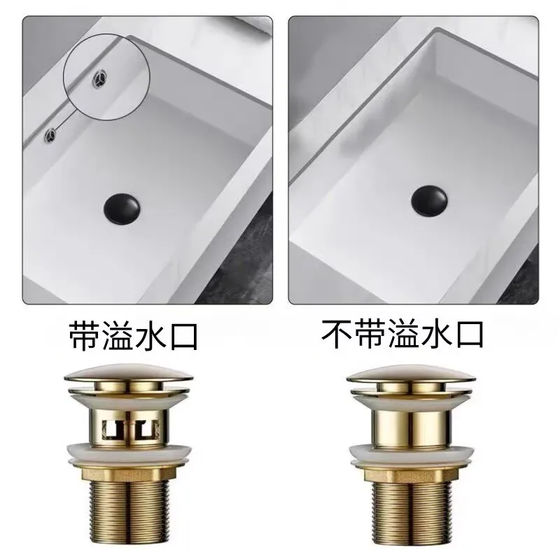 High Quality Gray Pop Up Drain Basin Sink Brass Drain With Overflow Kitchen Bath Drain Stopper Without Overflow Basin Wastel