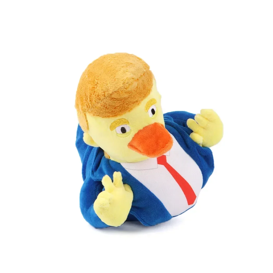 Peluche di anatra Trump 2024 da 24 cm, bambola di pezza di anatra di merce Trump, decorazioni di anatre Tromba, giocattoli di peluche Trump da collezione per i fan