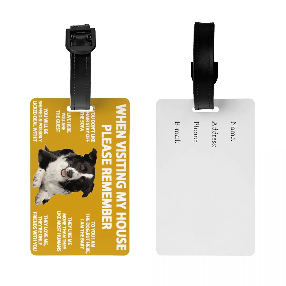 Border Collie-Étiquette de bagage pour chien de compagnie, cadeau de valise, couverture de confidentialité des bagages, étiquette d'identification