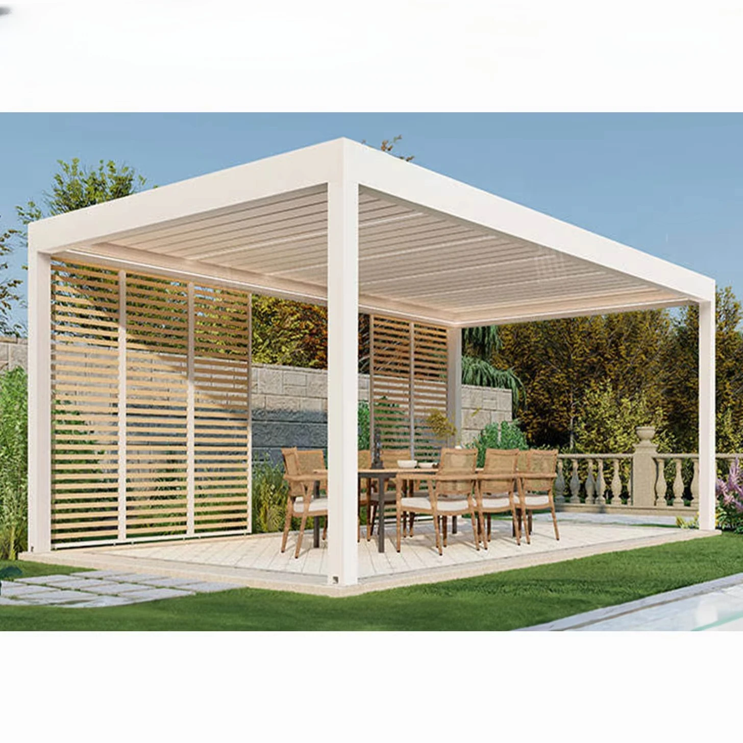 

Quality Outdoor Remote Control Louvered Roof Gazebo Used Arches Arbours Pergolas Aluminium Kits Retractable For Sale Pergola