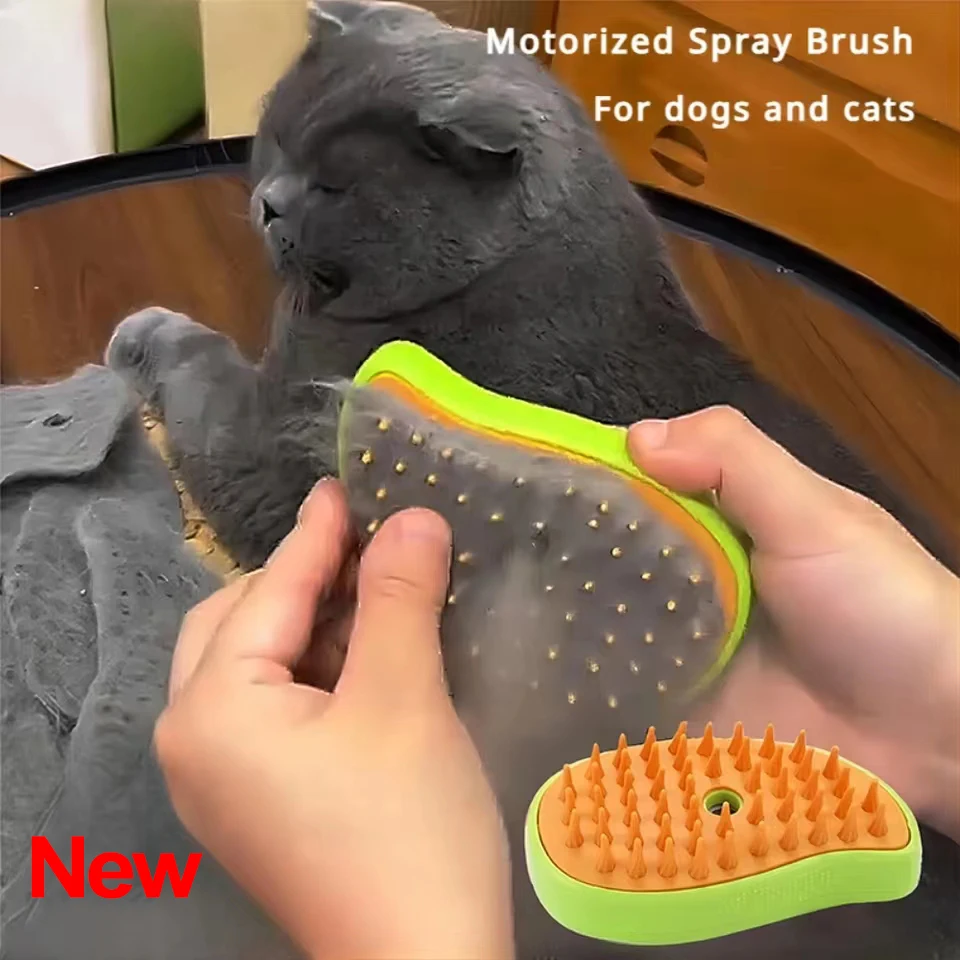 Cat Steam Brush Electric Water Sprayer Pet Grooming Kitten Pet Comb Soft Silicone Hair Remover Comb for Dogs Beauty Supplies Dog