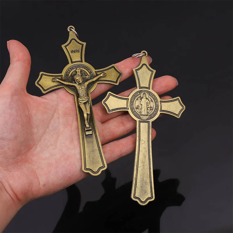 Religious cross Christian jewelry cross pendant Saint Benedict cross pattern pendant pendant necklace.120*70mm