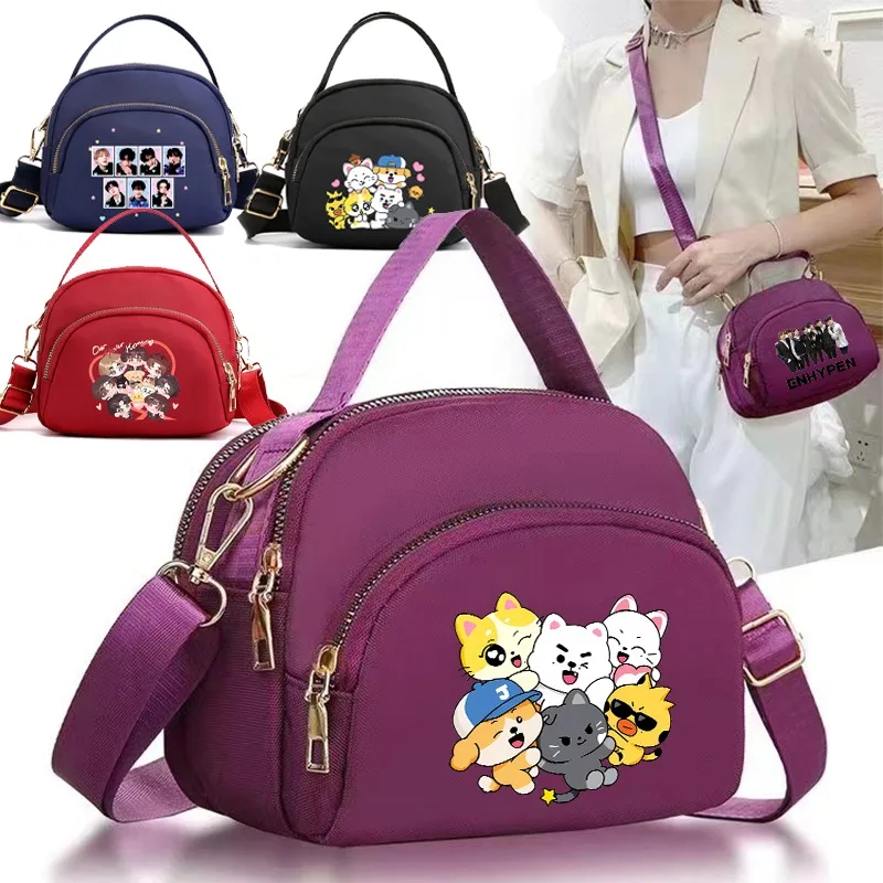 ENHYPEN Crossbody Bag for Women Enchin Cartoon Anime Pattern Printed Shoulder Bag Girls Fashion Handbags Fans Cute Party Gifts