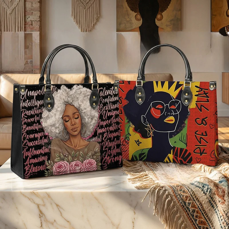 

Women's bag Handbags African Girl Printing Canvas Tote Bag Large Capacity bags woman Fashion 2026 for Work Travel shoulder bags