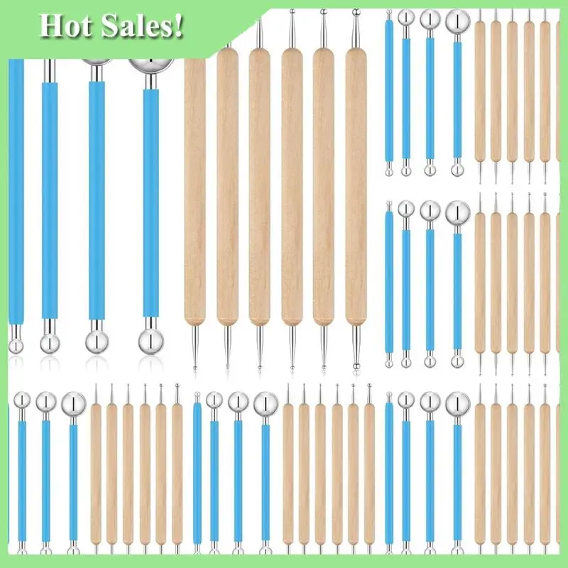 

-A99Z 6 Sets Dot Painting Tools 60 Pcs Clay Pottery Modeling Tools Embossing Tools Clay Dotting Tools For Painting