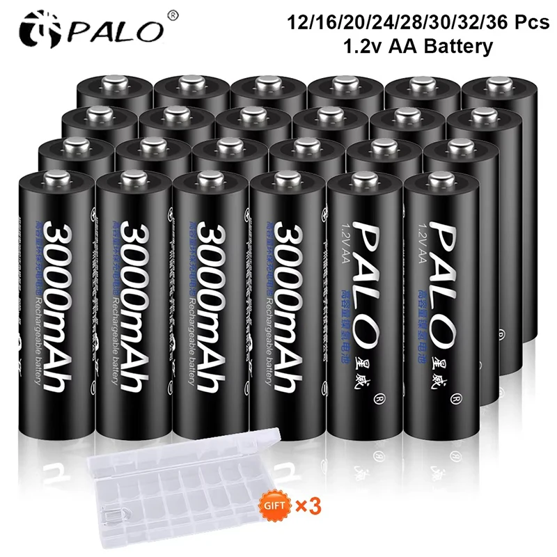 12/16/20/24//28/30/32/36pcs 1.2V AA Rechargeable Batteries 3000mAh Ni-MH AA Rechargeble Battery