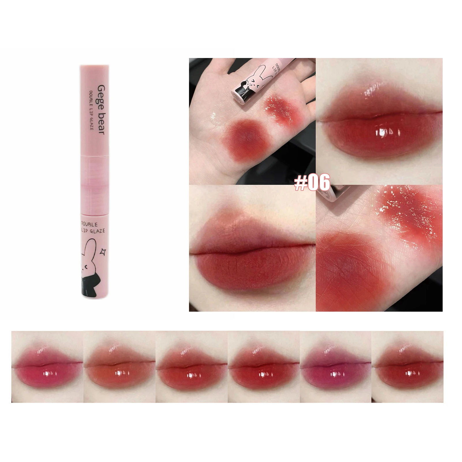 Double-headed Mirror Lip Gloss Long Lasting Mirror Liquid Lipstick for Parties Office Daily Makeup