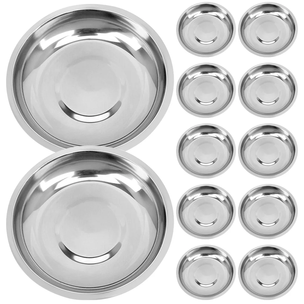 12 Pcs Stainless Steel Small Plates 10cm Sauce Cups for Dipping Desserts Soups Prep Bowls Non Magnetic Home Restaurant