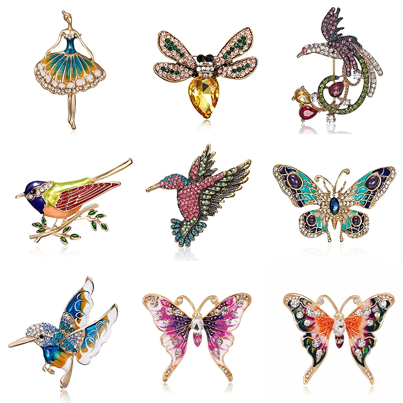 Luxo zircão esmalte borboleta inseto animal broches pinos cristal pérola broche para mulheres jóias roupas emblemas corsage presente