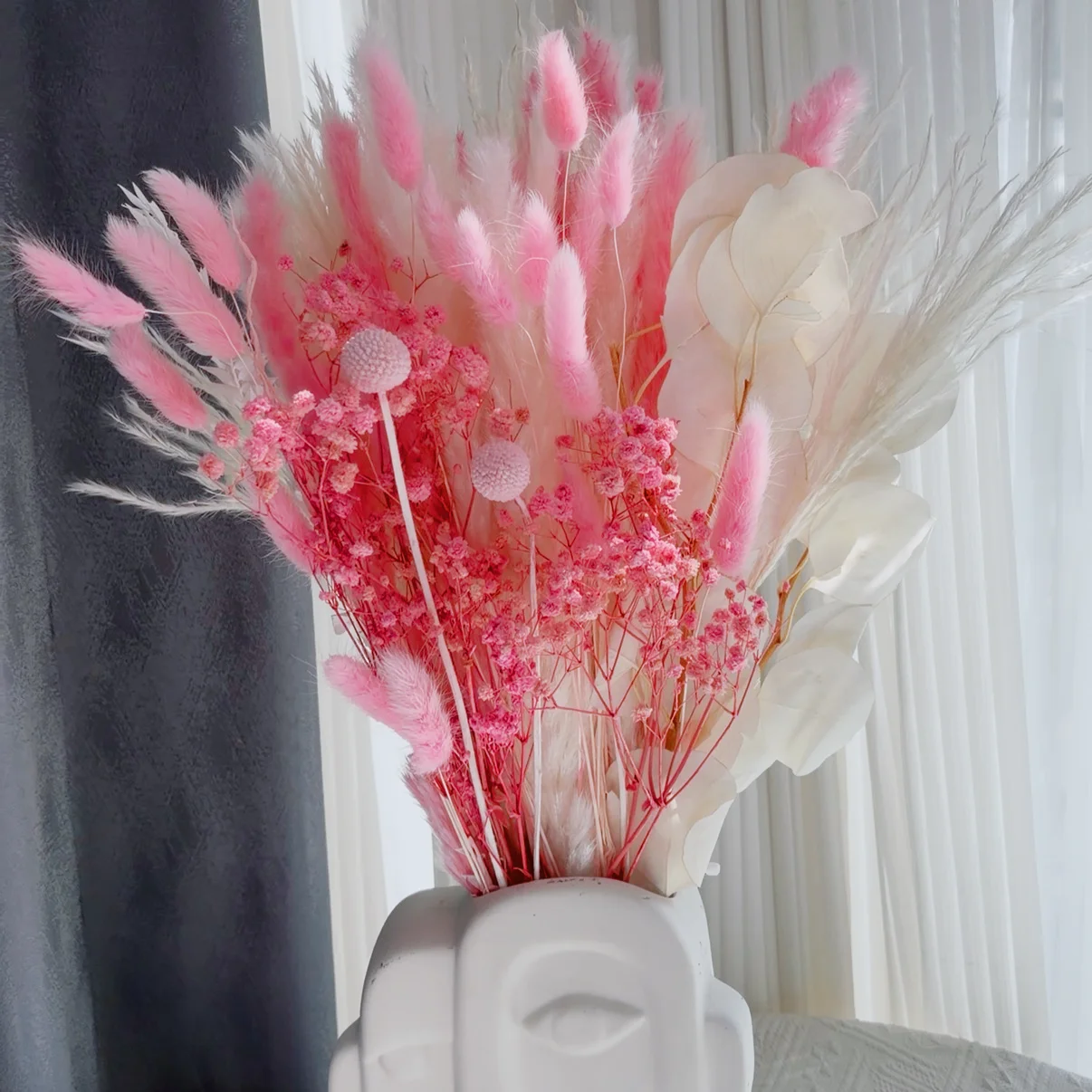 Pink White Dried Flowers Mariage Bouquet Centerpieces for Weddings Natural Pampas Grass Real Gypsophile Nordic Boho Home Decor
