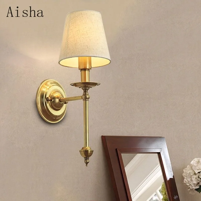 

Медные винтажные настенные светильники в американском стиле для дома, гостиной, светодиодные настенные бра, декоративное освещение для интерьера