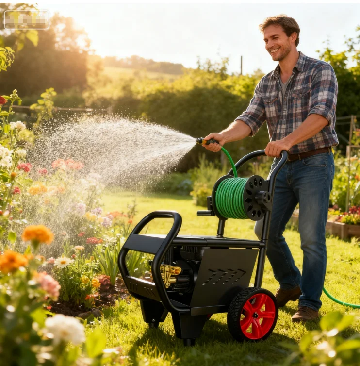 2.6kW Electric High-Efficiency Smart Controller Hose Reel Pressure Washer 8MPa Garden Patio 4S Car Wash Farm Cleaning 12-Month