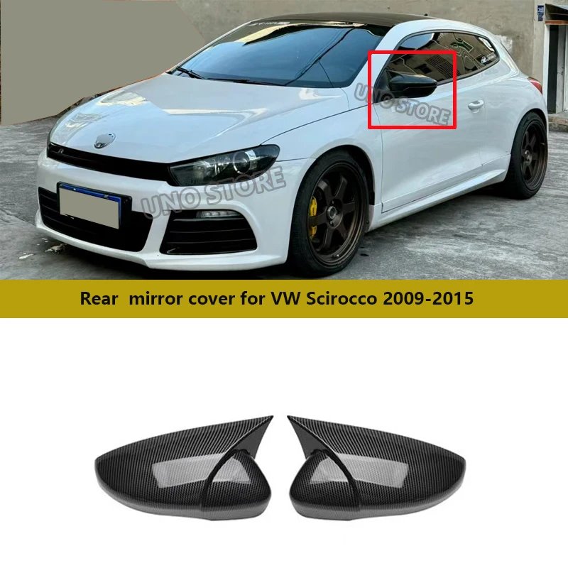 

For Volkswagen Scirocco MK3 2pcs Gloss Black Car Rear View Mirror Cover Caps Trim Shell Frame Scirocco 3TH TSI TDI R 2009-2015