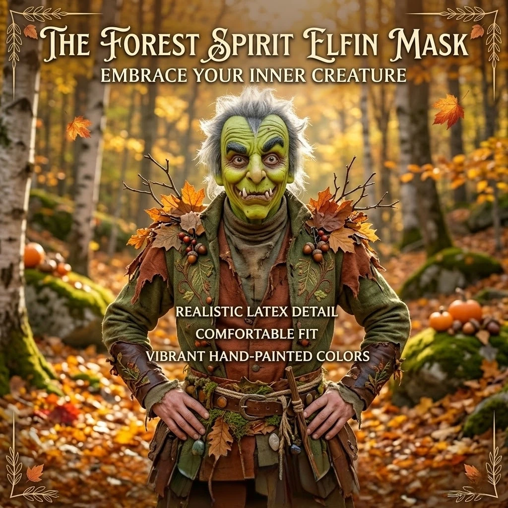 Máscara de Látex de Elfo del Bosque, Duende, Orco, Troll, Demonio, Monstruo, Terrorífica, para Adultos, Cosplay, Disfraz de Halloween, Fiesta, Carnaval, Accesorio de Mascarada
