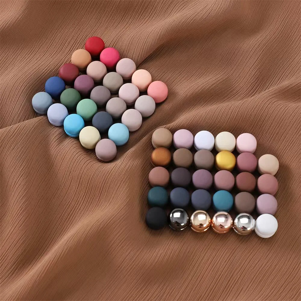 Hot Selling Fashion Round Magnet Hijab Scarf Brooches Pins For Muslim Woman Decorated Accessories Ladies Plain Pins 2pairs/Bag