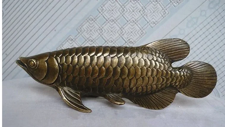 

Pure Copper Old Qing Ming Chinese Folk Culture HandMade Brass Bronze statue Fish Sculpture Arts