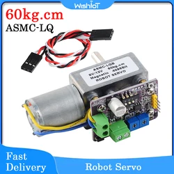 ASMC-LQB 60kg.cm Servo Magnetic Encoder Worm Gear 360 Degree Reduction Power Off Self-locking Servo for Robot Arm Valve Control