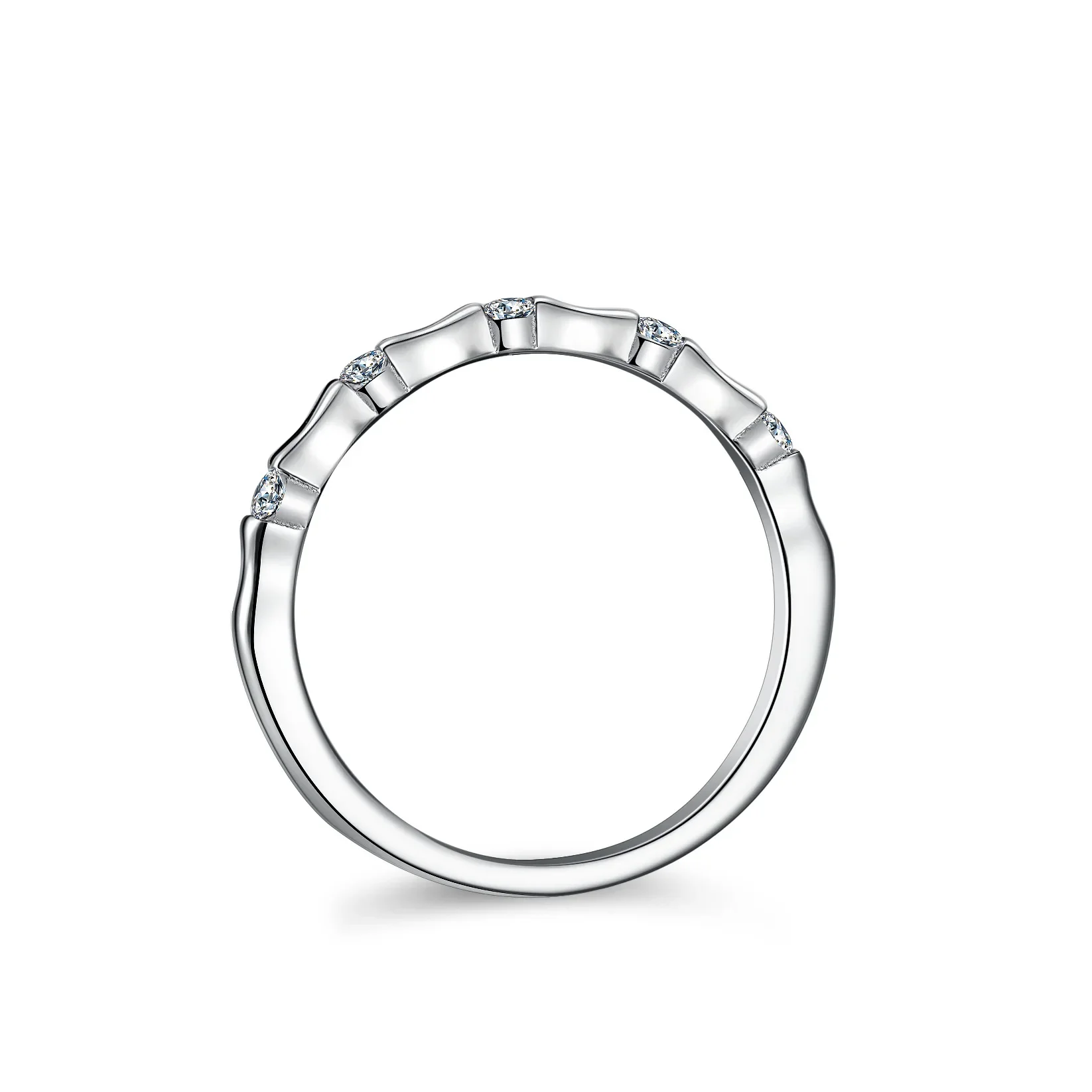 18K Gold Inlaid Moissanite Women's Fashion PT950 Platinum Bamboo D-color VVS1 Diamond Row Ring Fashion Simple Ring