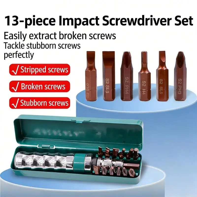

J0MA Multipurpose Impact Screwdriver Reversible Head Carbon Construction Tool For Various Repair Tasks