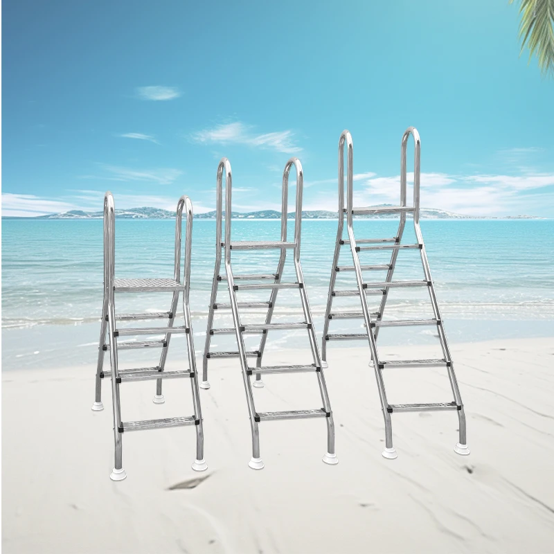Double-sided stainless steel pool ladder for swimming pool escalator attachment 2-5 steps