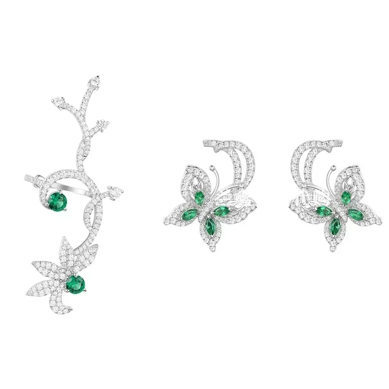 

LI KI High Quality 925 Silver-green Butterfly Earrings In Stylish And Elegant Jewelry As A Gift For Friends