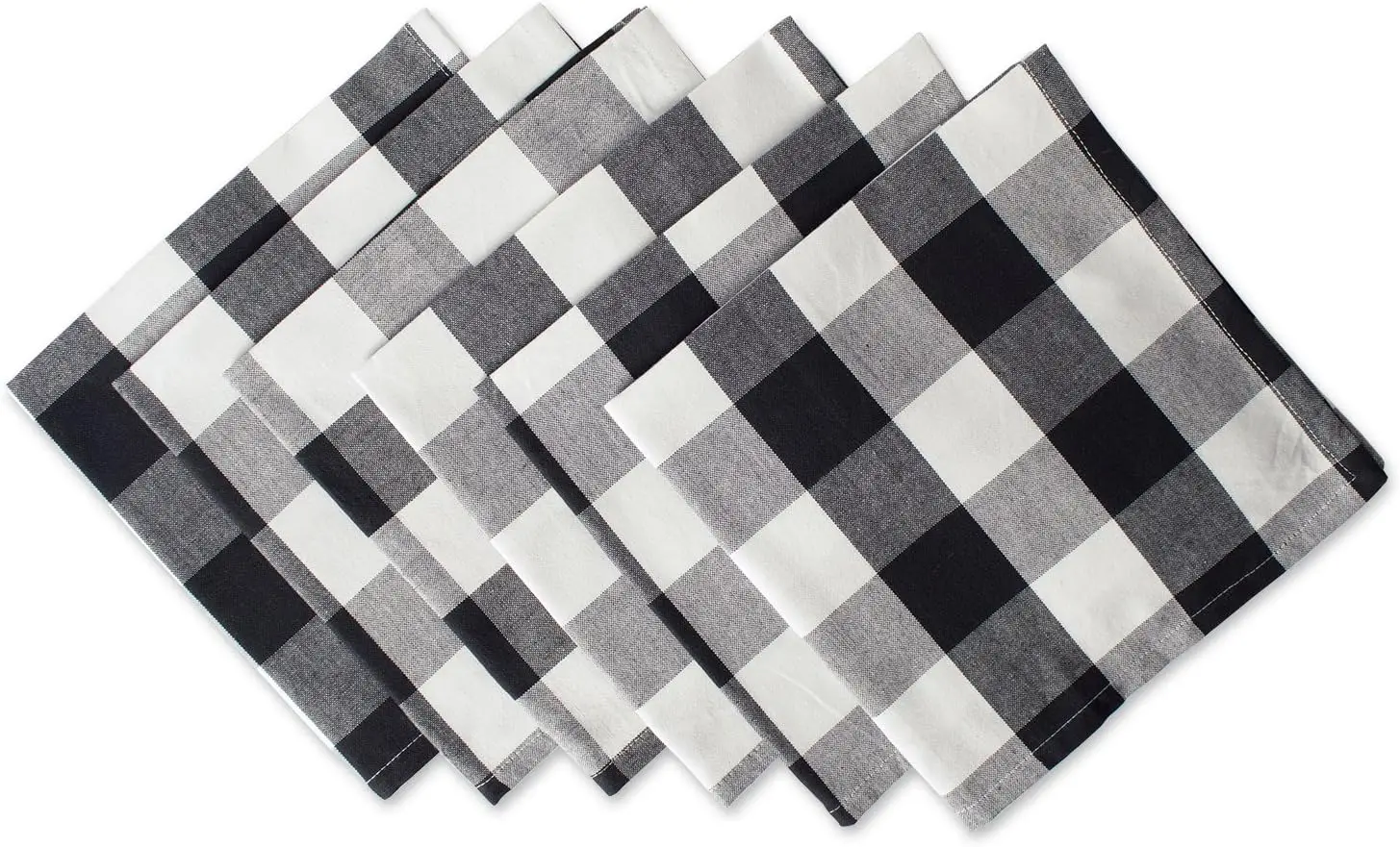

100% Cotton Checked Napkin Classic Farmhouse Tabletop Set, Napkin Set, 20x20, Orange & Black, 6 Piece