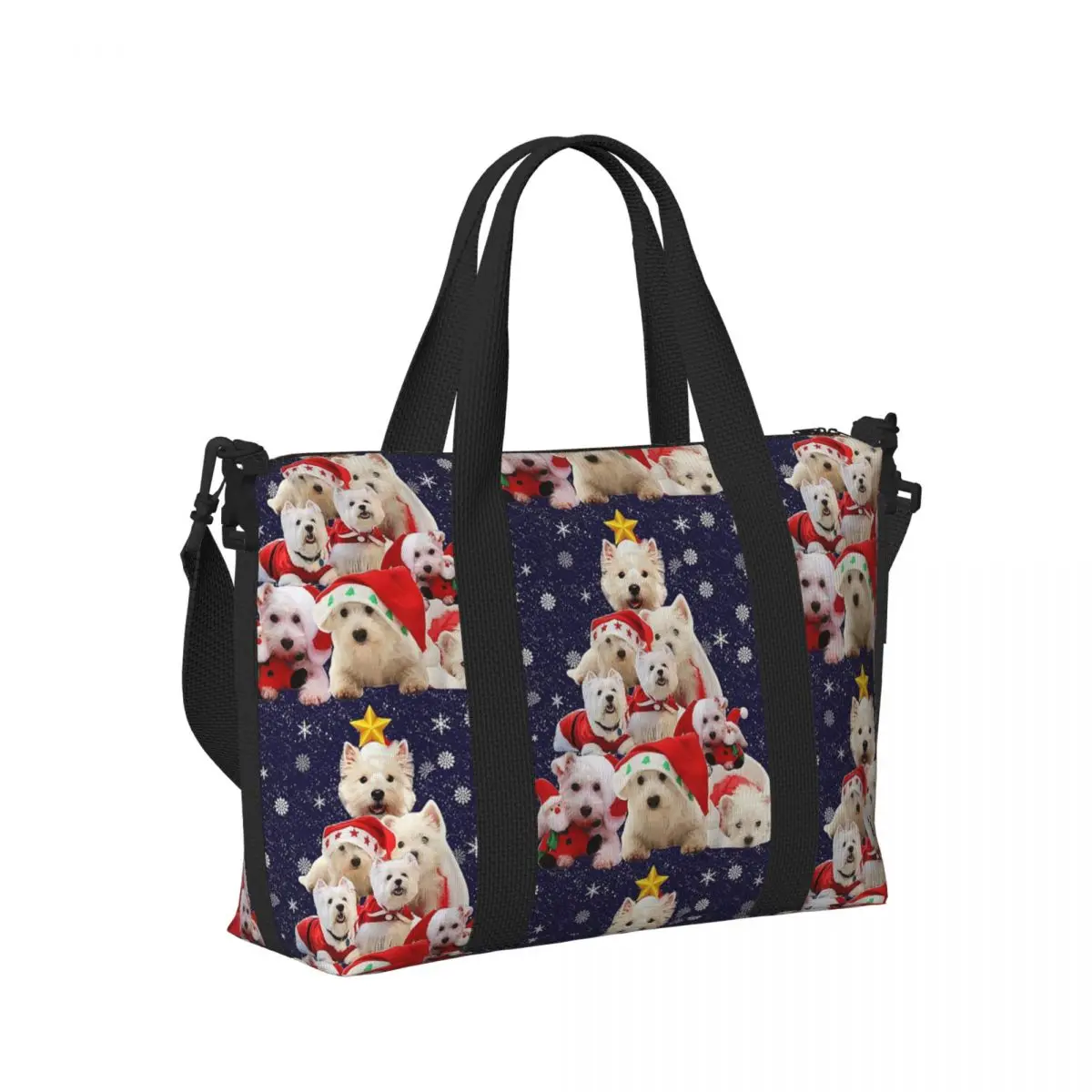 

Westie Blue Marshmallow Shake West Highland Terrier Dog Beach Travel Bag Tote Bags for Yoga Women Shopping Duffle Shoulder Bag