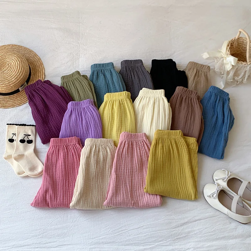 

2026 Summer New Candy Colored Cotton Yarn Soft and Skin Friendly Children's Mosquito Resistant Pants