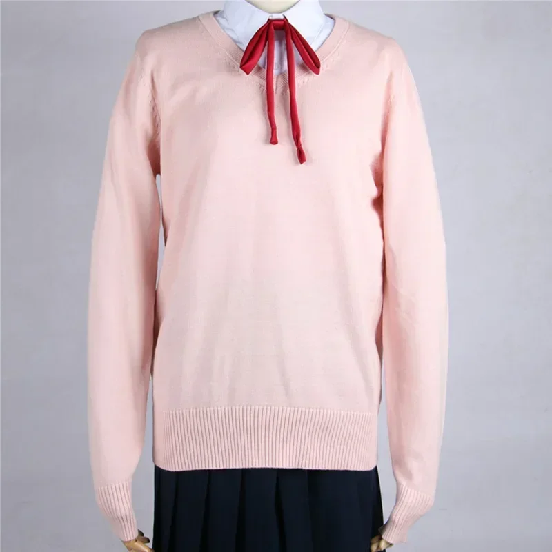 

New Anime Dandadan Momo Ayase Cosplay Costume Women Adult V-neck Sweater JK High School Uniform Pullover Accessories Outfits