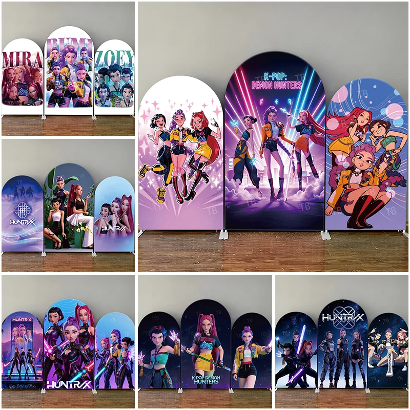 

K-POP Demon Hunter Arch Backdrop Cover Girls Birthday Party Decoration Baby Shower Cool Stage Kids Photography Background Wall