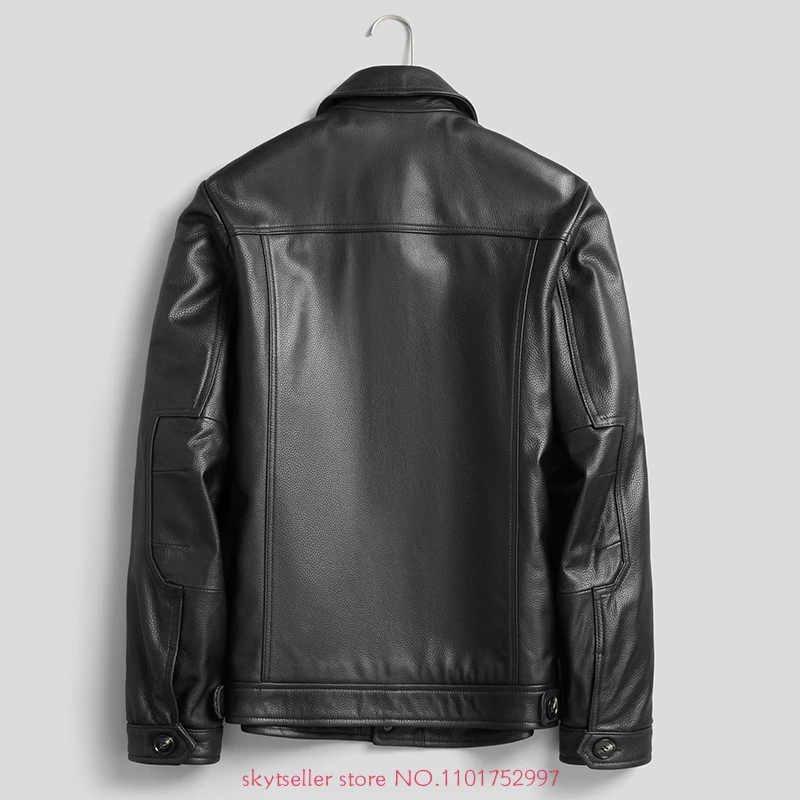 High Quality Genuine Leather Jacket Men First Layer Cowhide coats real leather short Flight jacket