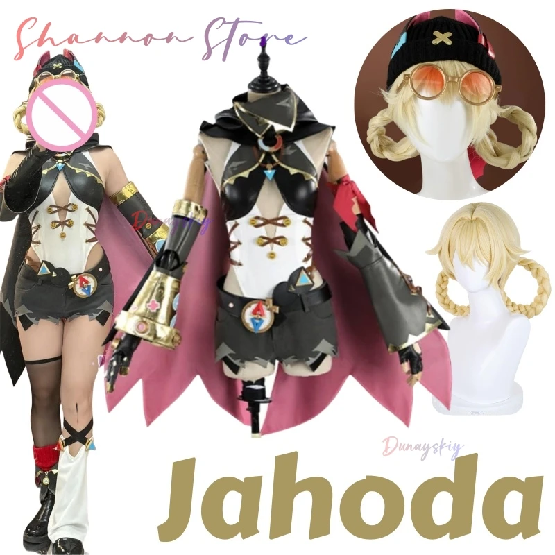 لعبة جينشين إمباكت جاهودا أزياء تنكرية عباءة قبعة نظارات زي الهالوين الدعاوى الدعائم الملابس أنيمي ملابس النساء الجلد الجديد