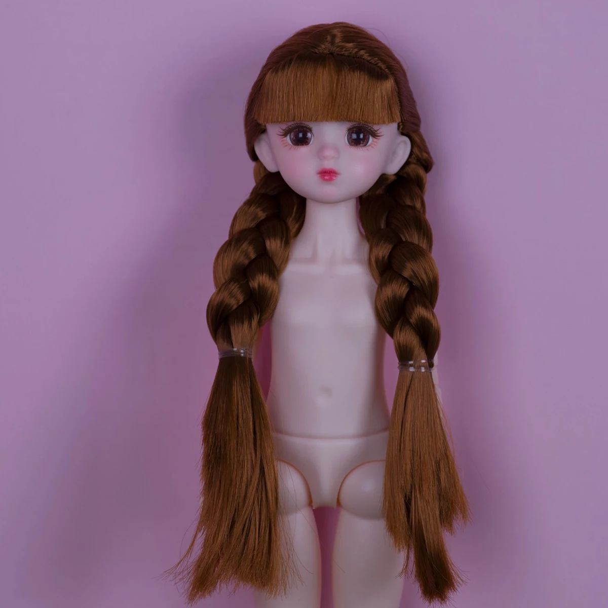 1/6 Babi Princess Doll Straight Bang Two Braids 3D Realistic Eye Joint Moveable 30cm BJD Doll Head+Body Accessories Dress Up Toy