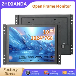 Zhixianda 10 Inch 1024*768 Industrial Open Frame Monitor Capacitive Resisitve Touch Screen Display With AV BNC VGA HDMI USB