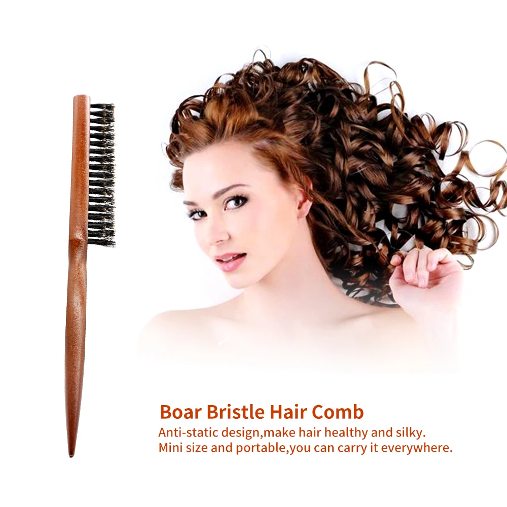 3-teiliges Friseur-Bürsten-Set: Holz-Toupetkamm, Bürste mit Borsten zum Entwirren, Mini-Twist-Rundbürste für Lockenstyling – Detail 13