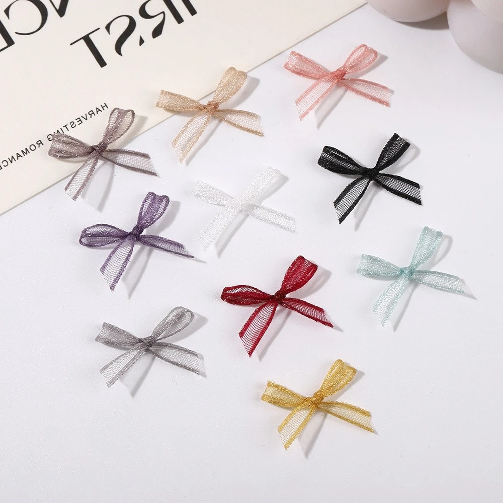 30Pcs/Lot 4mm Organza Ribbon Bow Mini Handmade Bow For DIY Sewing Craft Nail Art Wedding Decoration Hairpin Garment Accessories
