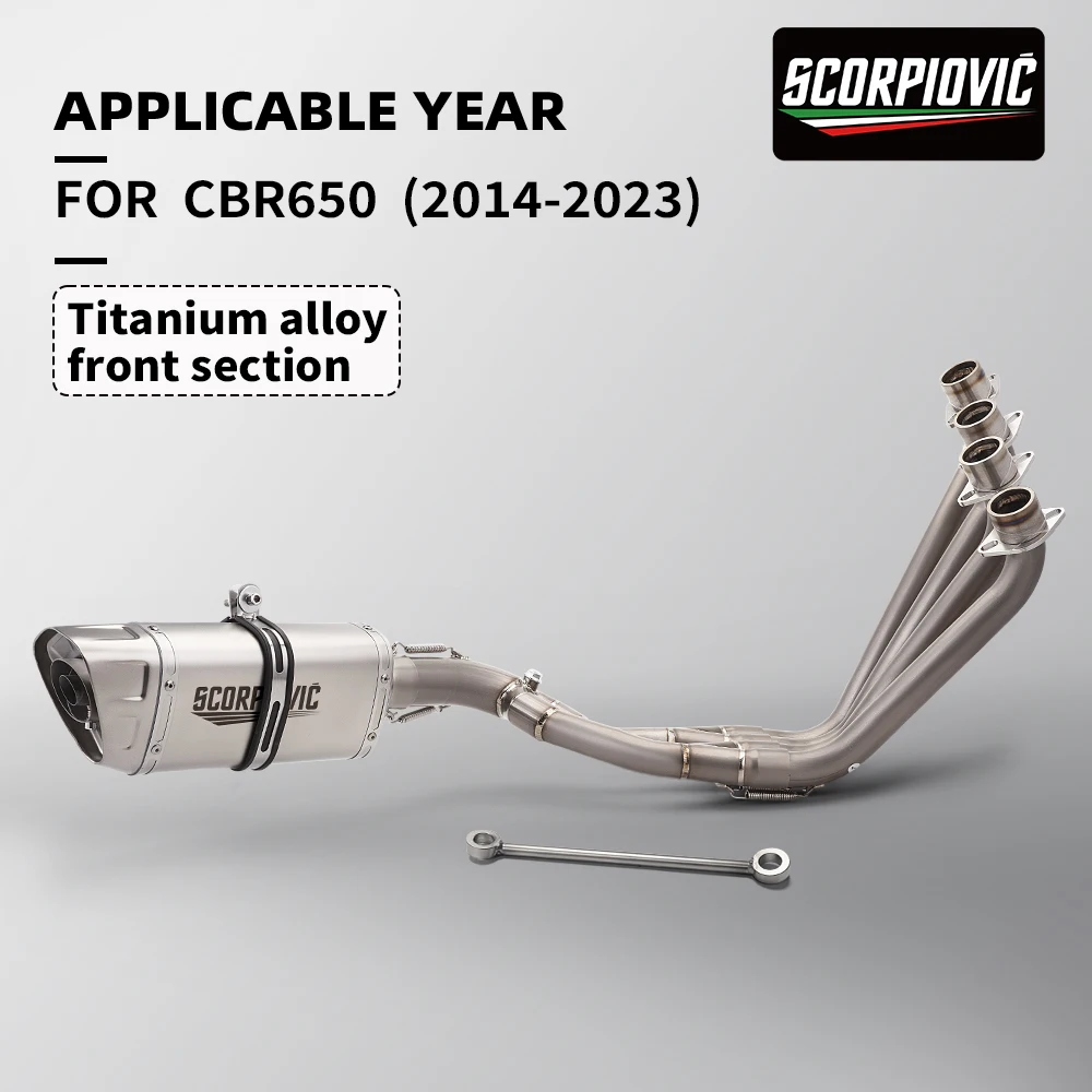 Motorcycle titanium alloy front integrated exhaust pipe for cbr650 slide on 51MM escape tail fit full exhaust system 2014-2023