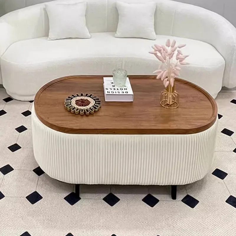 Soft Package Nordic Living Room Coffee Table White Cute Modern Oval Coffee Tables Minimalist Trendy Mesa Centro Home Furniture